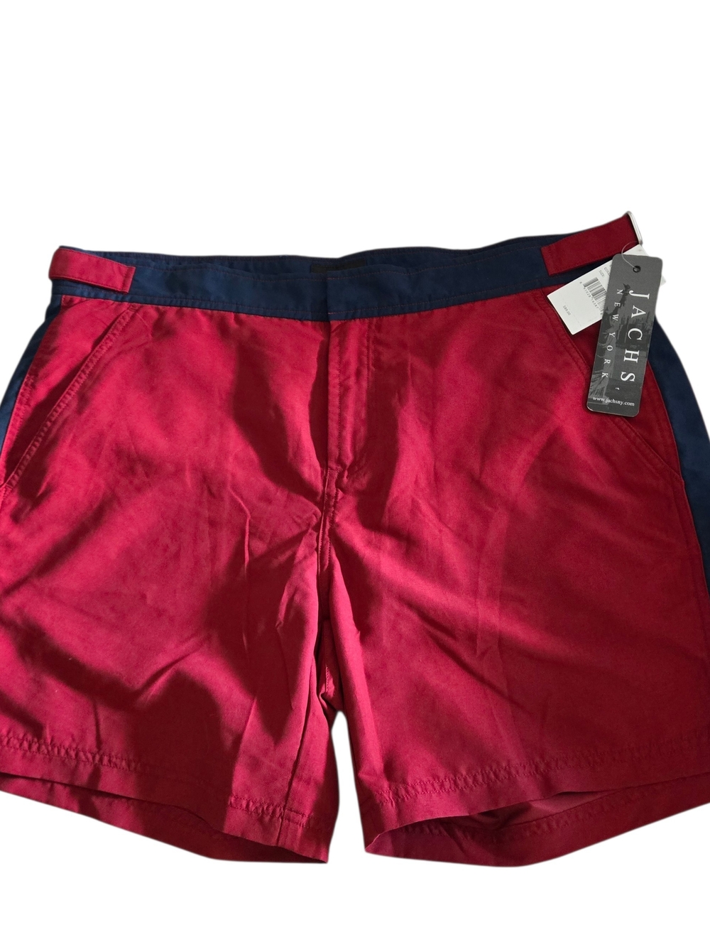 JACHS NY Men's 34 Red Navy Colorblock Swim Shorts Trunks NWT J16A-160-BK1